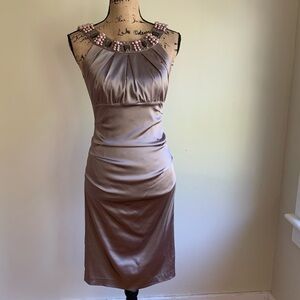 Suzi Chin brown tan dress bodycon size 2